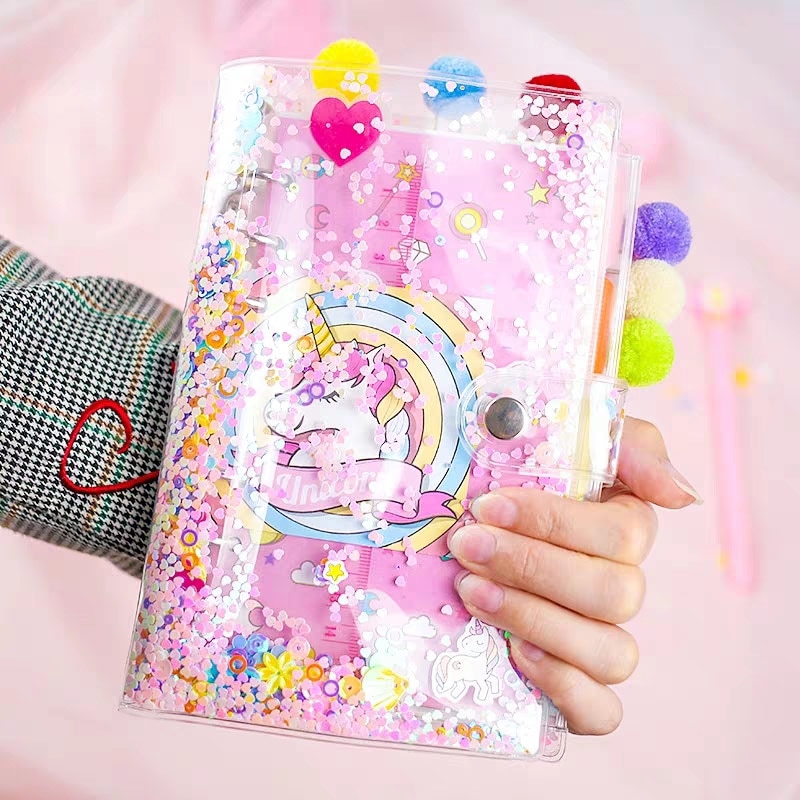 A5 roze drijfzand transparante losse bladen notitieboeken planner organizer map dagboek bullet journal 2 kleuren schrijfwaren school kantoor