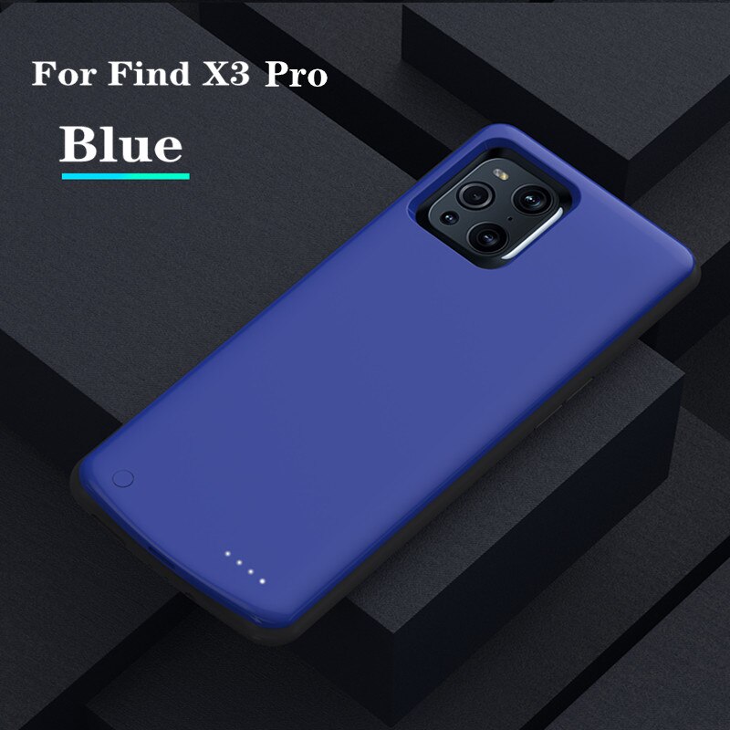 Fundas de cargador de batería inteligente, 6800mAh, para Find X3 Pro, Banco de carga de energía externa, funda de batería para OPPO Find X3: Blue For Find X3 Pro