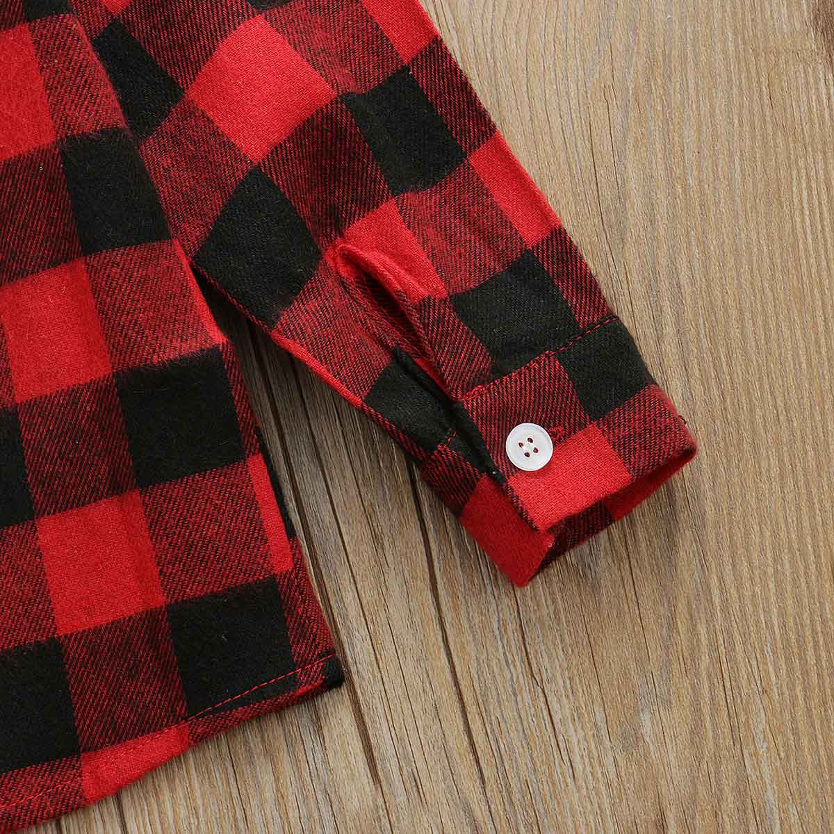 Toddler Long Sleeve Shirt Kids Baby Boy Girl Plaid Tops Autumn Winter Coat