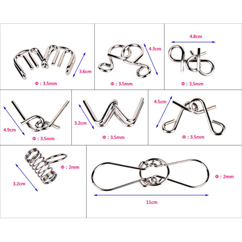 Neue 8 Teile/satz Pädagogisches Metall Draht Puzzle Geist Gehirn Teaser Puzzles Spiel Für Erwachsene Kinder Kinder Spiel Classic Spielzeug