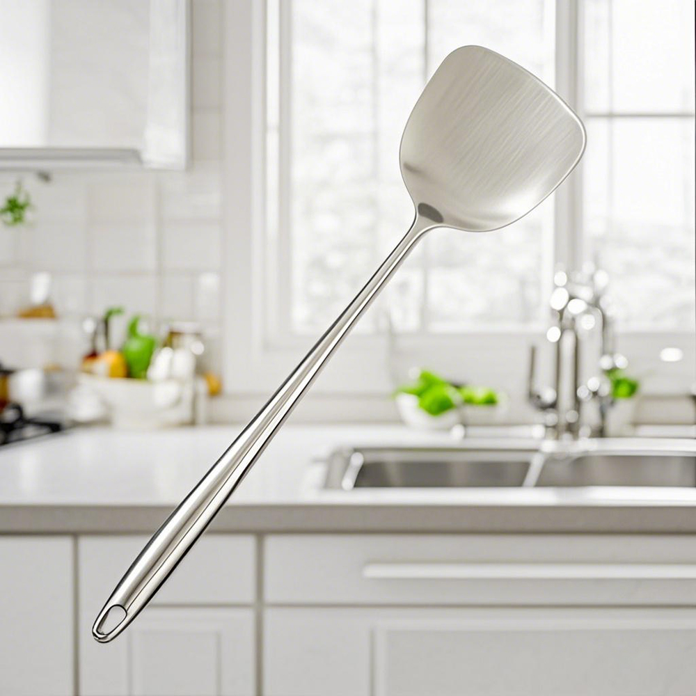 Espátula wok de aço inoxidável para alimentos, utensílios de cozinha de metal com fenda, colher, concha, conjunto de utensílios, acessórios de cozinha, ferramentas de cozinha: Cinza claro