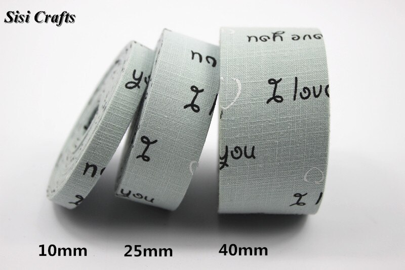 Sisi hantverk trycktejp cyan rosa elfenben jag älskar dig band tyg riband bias skiktning gör det själv hår rosett krage handgjorda tillbehör