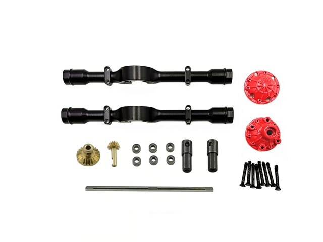 Wecute WPL D12 1/10 Metal Gear Rear Axle Housing Replacement Part Set With Metal Driving Shaft RC Car Upgrade Part Component: T1 Black