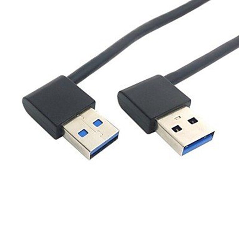 USB 3.0 Type A Male 90 Degree Left Angled to Right Angled Extension Cable Straight Connection 0.5M 1.5FT