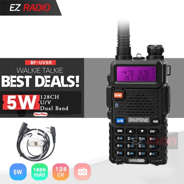 Baofeng UV-5R Walkie Talkie Dual Band 2 Manier Cb Ham Radio UV5R 5W Vhf Uv 5R Hf Transceiver uv 82 Snelle Levering Van Polen Eu: Black-Air Tube