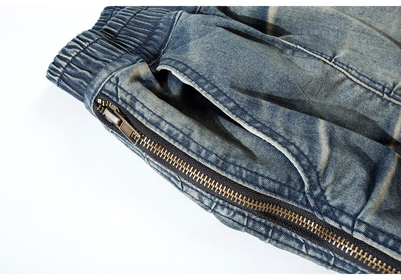 alto strada Cerniera Laterale angosciato Schiacciato Piega denim Dei jeans Degli Uomini di anca salto Elastico in Vita Dritto Pantaloni di Modo motociclista Pantaloni Pantaloni Pantaloni