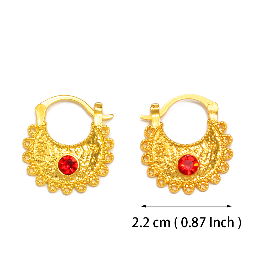 Anniyo 2.2CM/1.5CM Piccoli orecchini con strass Etiope eritrea Gioielli africani Donne Ragazze # 160916: Luce di Colore Giallo Oro