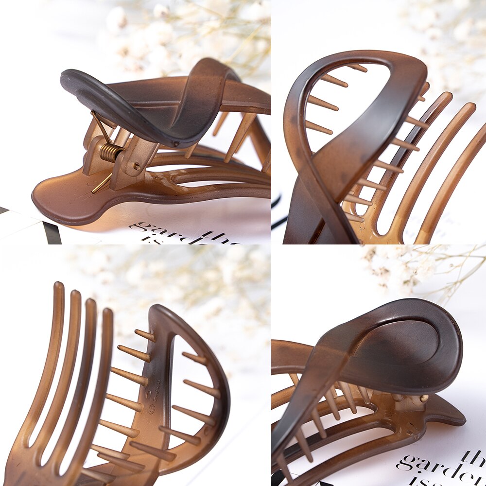 Pince à cheveux en plastique sans couture, griffe en bec de canard, grande pince à cheveux pour femmes et filles, épingles à cheveux simples, outils de coiffure, accessoires pour cheveux