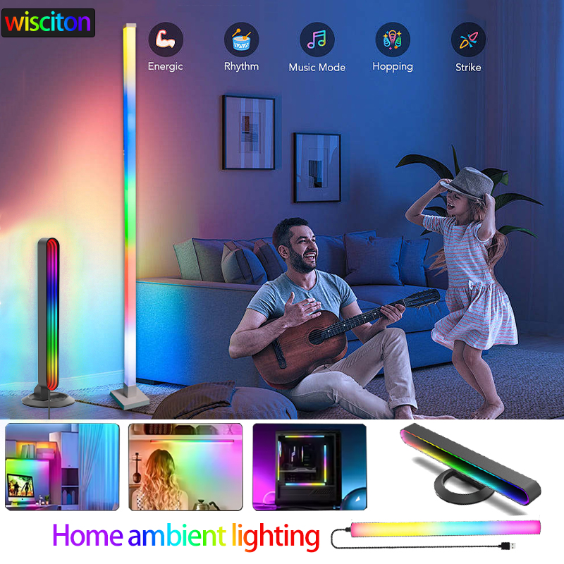 Golvlampor led-ljusramp monitor ljusramp esports skrivbordsdekoration lampa spegelljus musik dynamisk skrivbordsbelysning