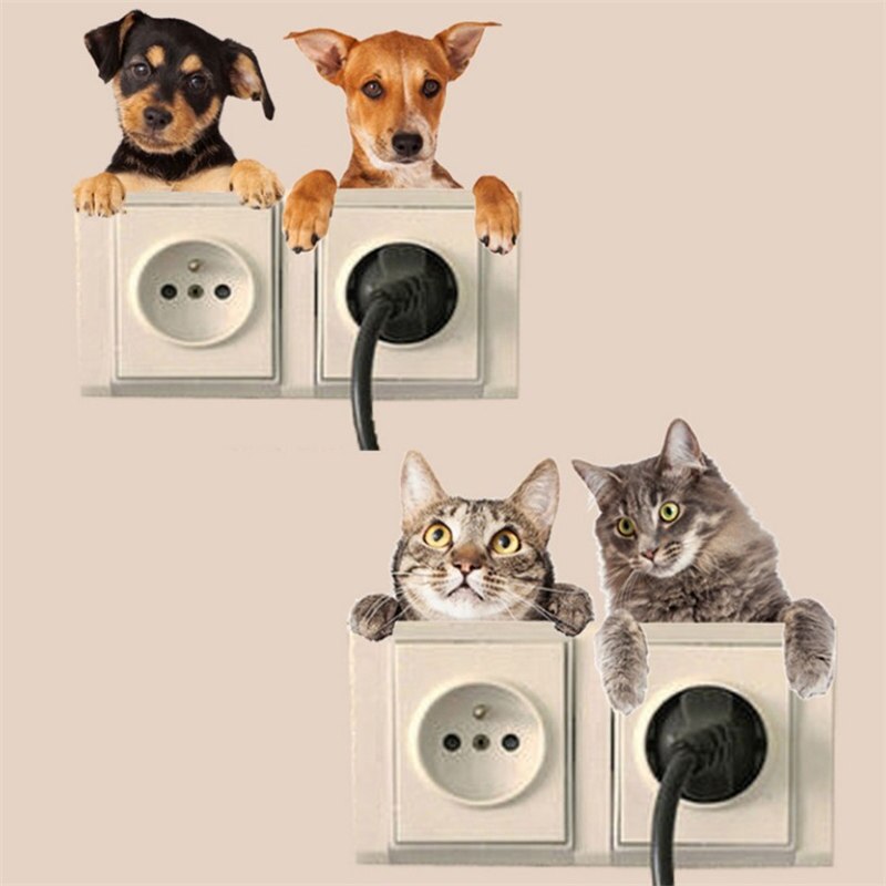 Cartoon Dier Leuke Katten Stickers 3d schakelaar Stickers voor Koelkast PVC Muurstickers Venster Badkamer Toilet Seat Decor