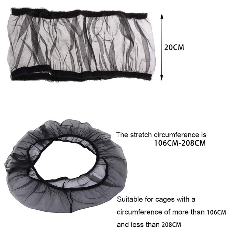 Housse pour Cage à oiseaux, 2 pièces, Cage à perroquet, jupe en maille Nylon, accessoires pour Cage à oiseaux (noir)