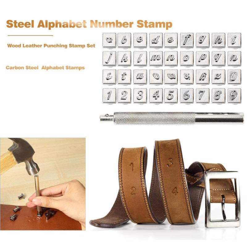 36pcs Alphabet Number Leather Stamp Punch Set DIY Leather Craft Tools Kit Stamping Tool Art Leathercraft Supplies