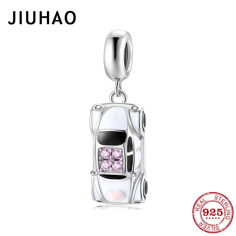 Zircon rose voiture compacte 925 en argent Sterling pendentifs perles pour la fabrication de bijoux fins ajustement Original JIUHAO breloque Bracelet fin