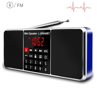 Lefon Digitales tragbares Radio AM FM Bluetooth-Lautsprecher Stereo-MP3-Player TF SD-Karte USB-Laufwerk Freisprechanruf wiederaufladbare Lautsprecher: Blau