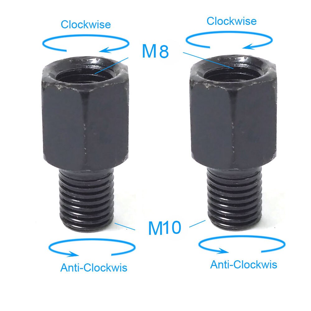 Pair Black Motorcycle Mirror Adapters M10 10MM M8 8MM Rearview Mirrors Conversion Bolt Clockwise Anti-clock Right Left Thread: 2x M8M10 RL