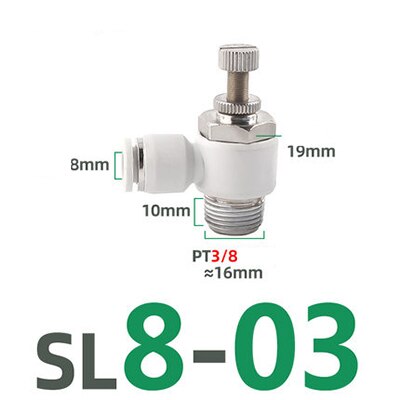 SL pneumatic quick coupling hose 4 6 8 10 12mm M5" 1/8" 1/4" 3/8" 1/2 air speed adjustment control valve acceleration valve: SL8-03
