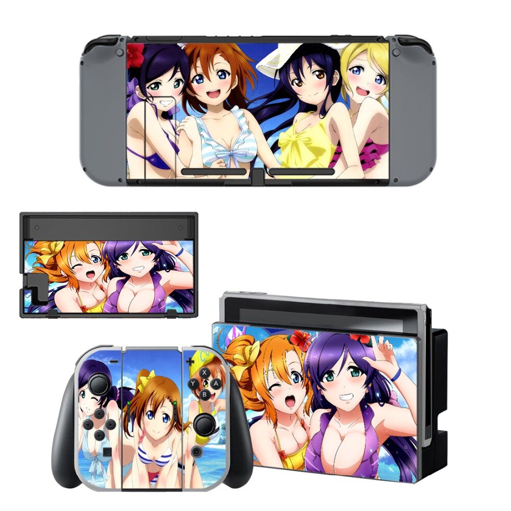 Anime Cute Girl Lovelive Decal Vinyl Skin Sticker for Nintendo Switch NS Console+Controller+Stand Holder Protective Film