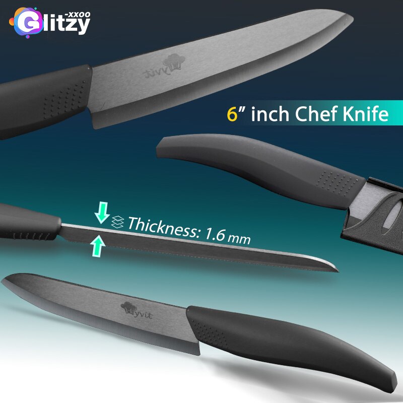 Ceramic Knife 6 5 4 3 inch Kitchen Chef Knives Zirconia Black Blade Utility Slicing Paring Fruit Vegetable Meat Cutter Tool