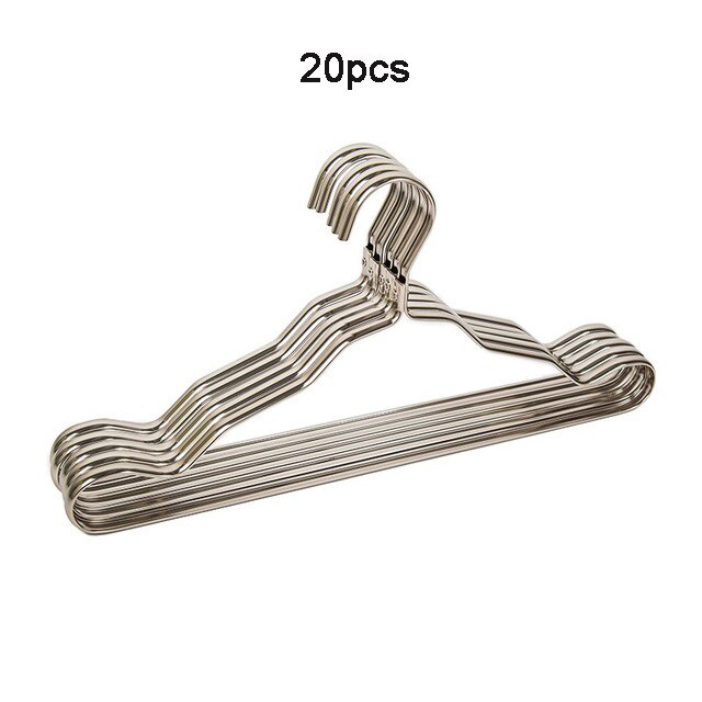 Cintres métalliques pour vêtements, 20 pièces, en alliage d'aluminium, support de séchage antidérapant, épais et coupe-vent, pour sous-vêtements, ceinture, manteau: Silver-20pcs