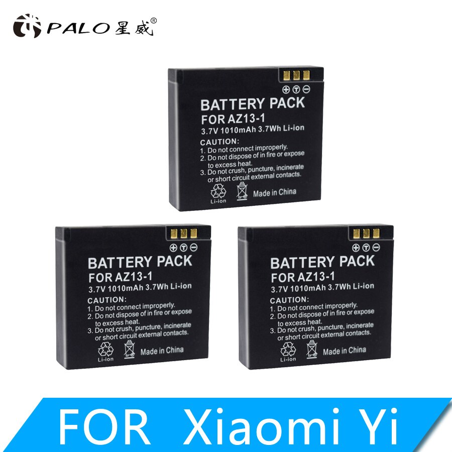 AZ13-1 1010mAh Battery with USB Charger for Xiaomi Yi, Action Camera Spare Battery original action camera battery: 3pcs battery