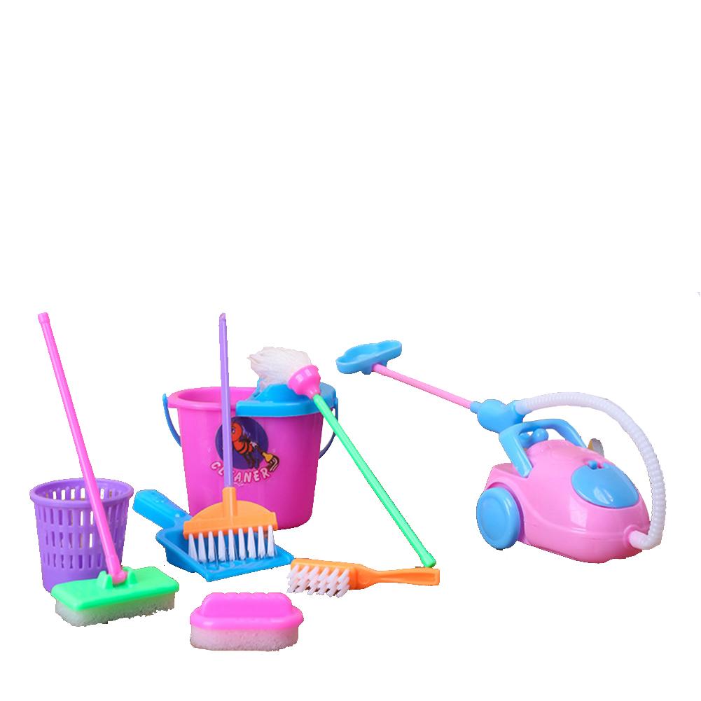9 Pcs/Set Mini Doll Accessories Cleaning Set Simulation Household Cleaning Tool Play Dollhouse Housekeeping Educational Toy