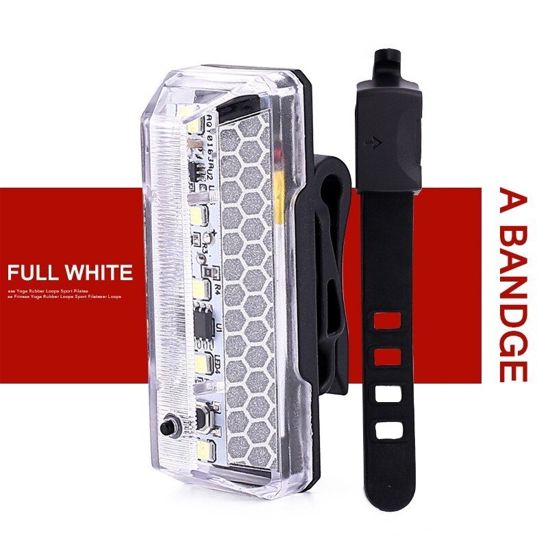 HONEVER Achterlicht Voor Fietslicht Fiets Zaklamp 5 Modi LED USB Oplaadbare Fietsen Achterlicht Fiets Achterlichten: WHITE