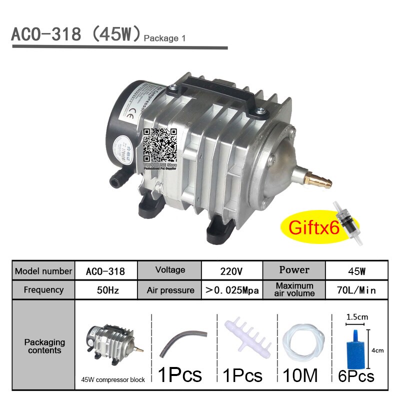 Bomba eletromagnética de alta potência, 220v, hailea, ac, lagoa, oxigênio, compressor de bomba, aerador de ar, ACO-208 308 318: ACO-318 Package1