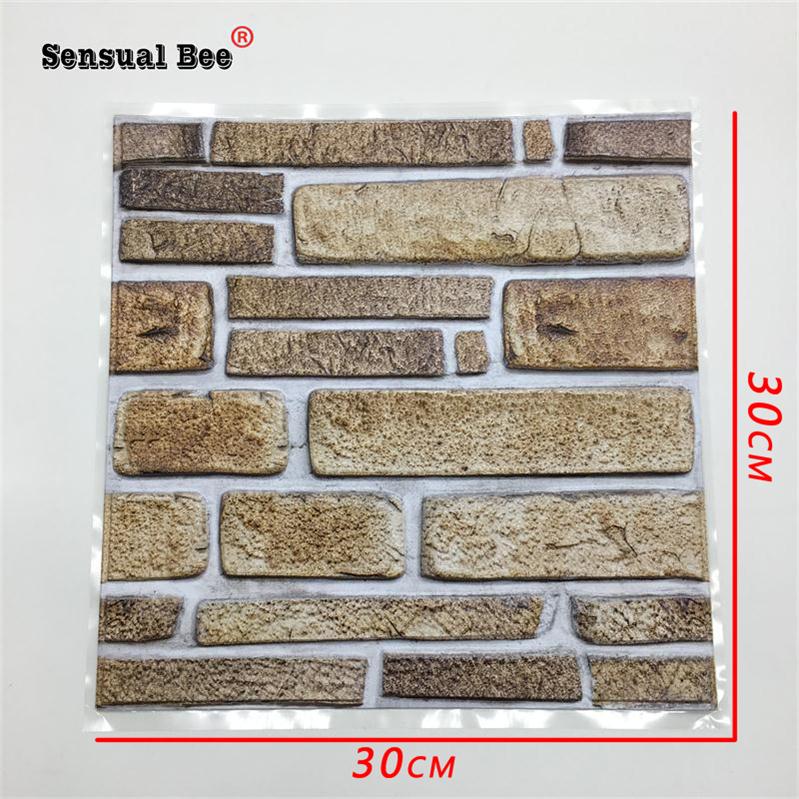 3D Rectangular Relief pattern Tiles Wall Sticker Restaurant Bathroom Tile Waist Line Wall Decals Home Decor DIY Vinyl Art Mural: 30CMX30CMX10PCS