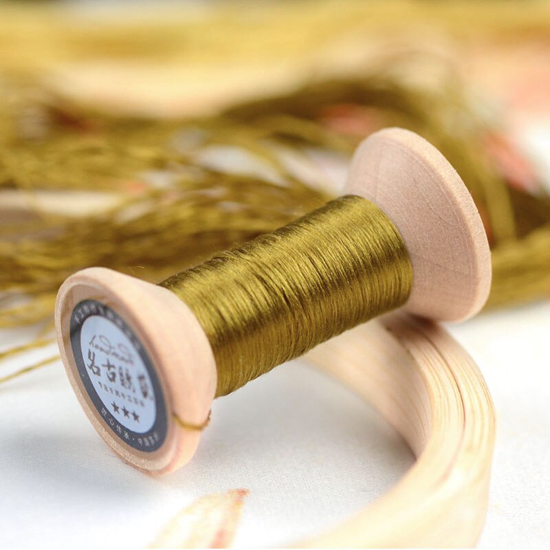 20 meters each spool /Silk thread / handmade embroidery thread / wrapped flower silk line / Mustard yellow: 4