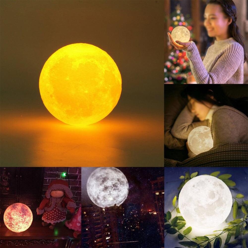 Juguetes mágicos de 8CM LED con control táctil Luz de luna Luna luminosa Día de los niños juguetes de luz con cable USB recargable