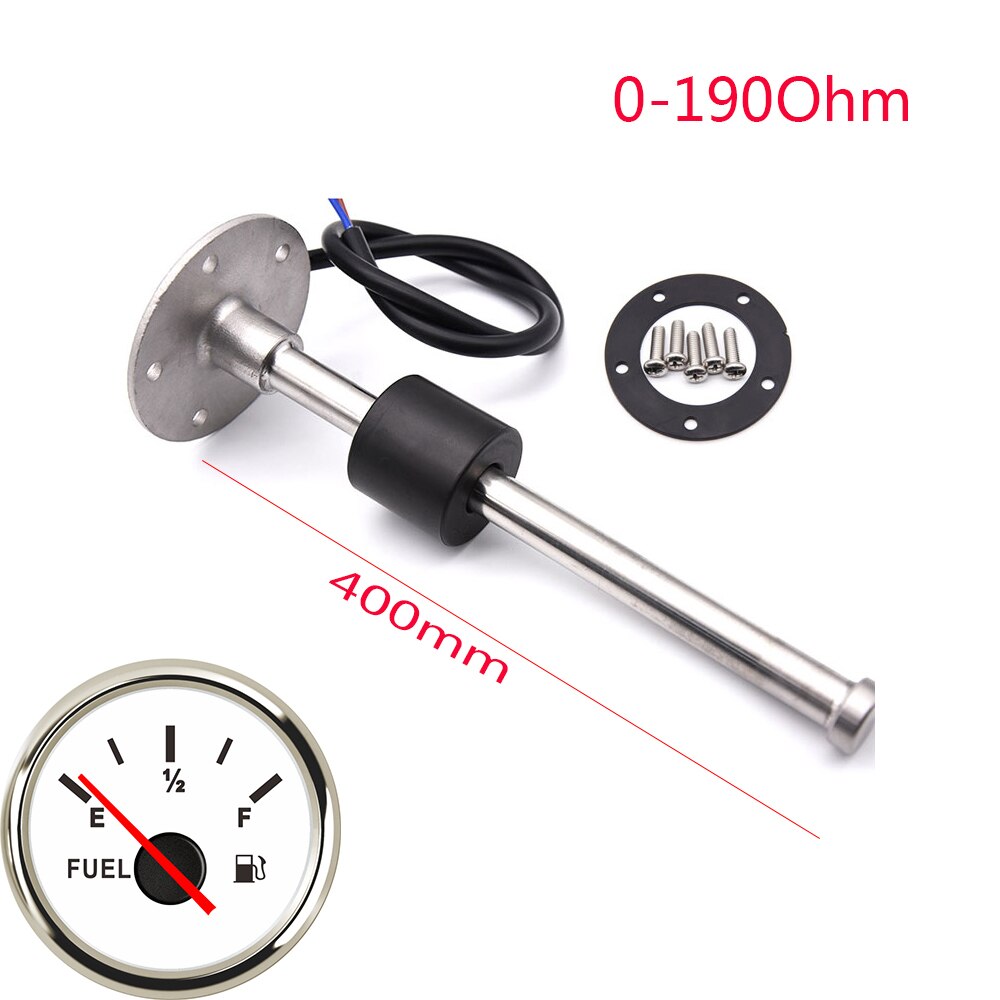 52MM Fuel Level Gauge with Fuel Level Sensor 100MM 125MM 150MM 200MM 250MM 400MM 0-190ohm Oil Liquid Tank Fuel Level Indicator: 400mm sensor ws