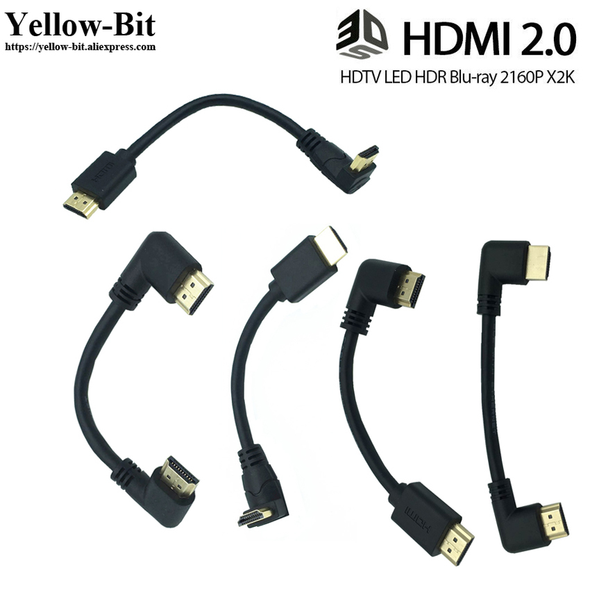 HDMI 2.0V 4K*2K @60HZ ,HDMI Male to HDMI Male UP DOWN LEFT RIGHT 90 Degree Angled Cable 15CM