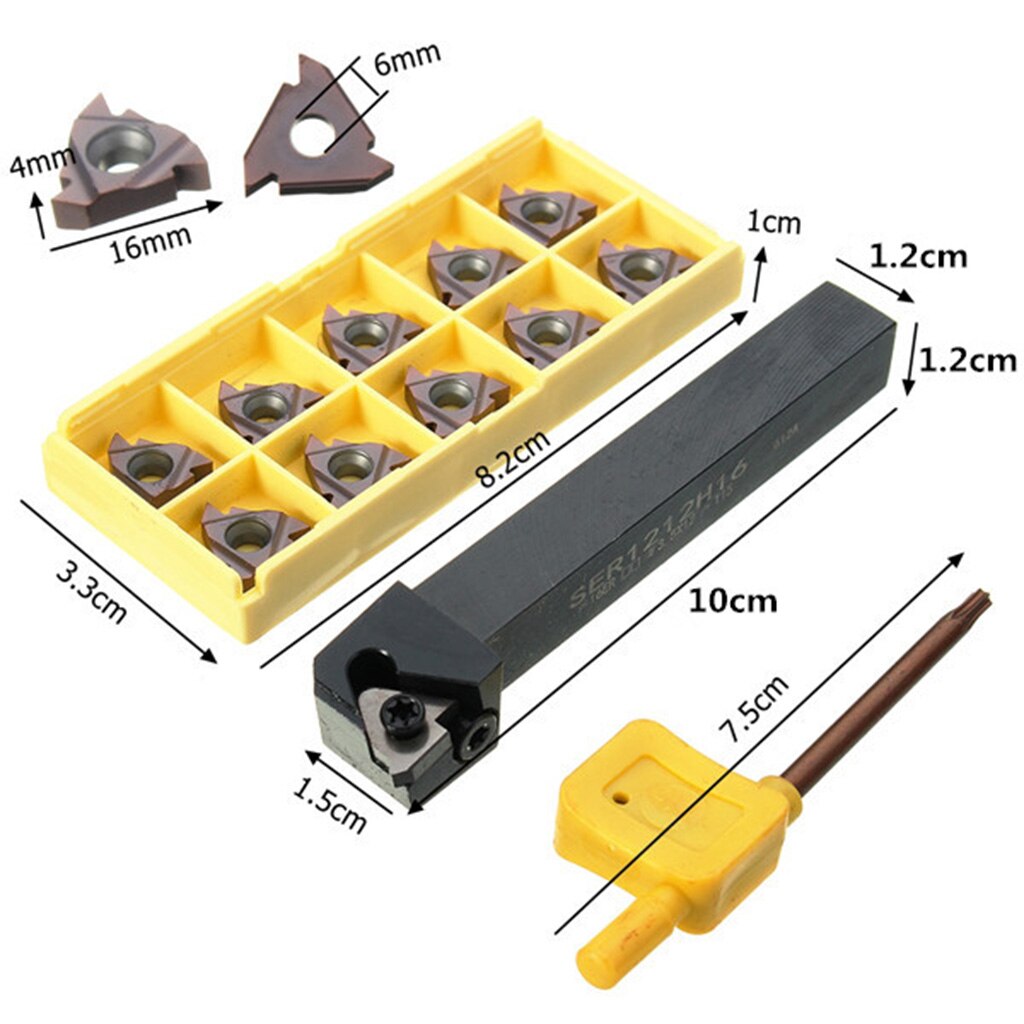 Draaien Gereedschaphouder 100Mm + Externe Threading Carbide + T15 Moersleutel Sets