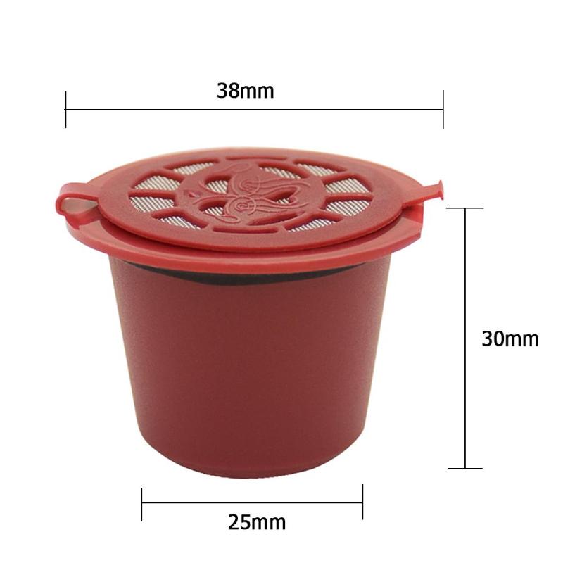 Filtre Capsule de café réutilisable | 4 pièces, Compatible avec la Machine à café Nespresso, alimentaire, plastique et acier inoxydable 304 matériau: Rouge