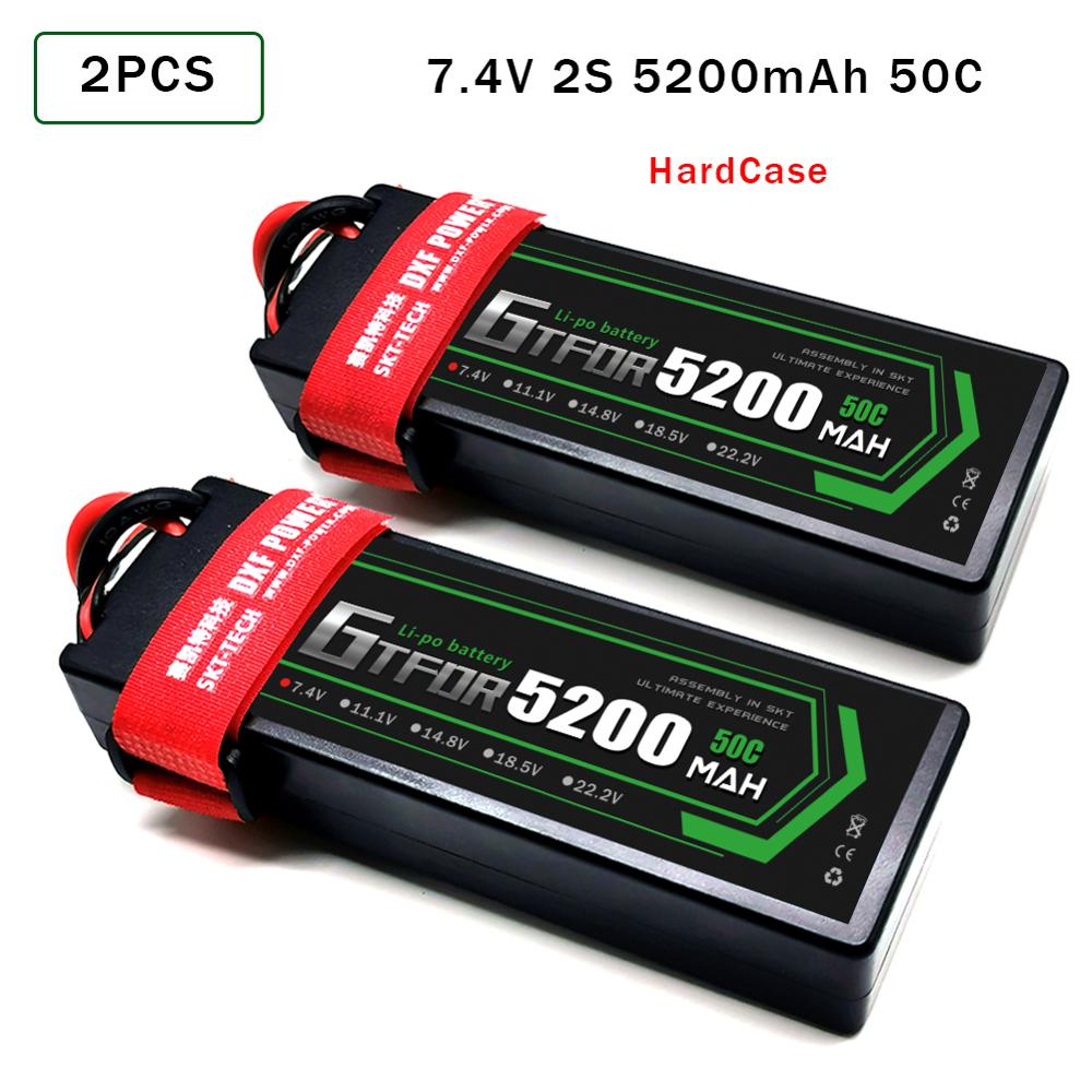 GTFDR 5200mAh Lipo Battery 7.4V 50C 2S LiPo RC Battery Deans XT60 EC5 for RC Evader BX Car Truck Truggy Buggy Helicopt