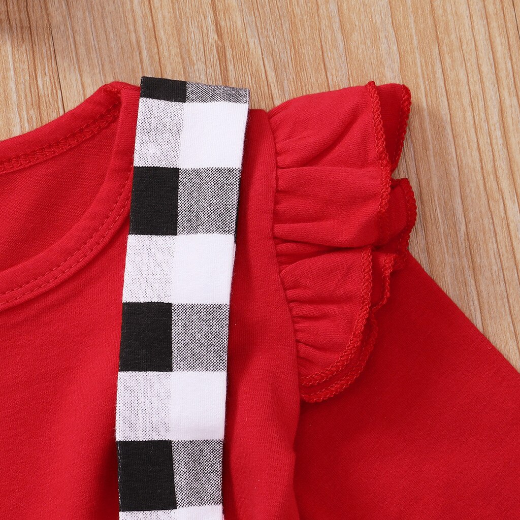 Enfant en bas âge bébé filles volants hauts + Plaid noël jarretelles jupes tenues юбка на малышей детские юбочки roupas de