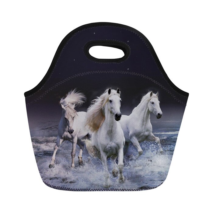 FORUDESIGNS Horse Printing Insulated Thermal Food Lunch Bags Neoprene Portable Women Kids Picnic Cooler Lunch Box Tote Bag: Z2096Z20