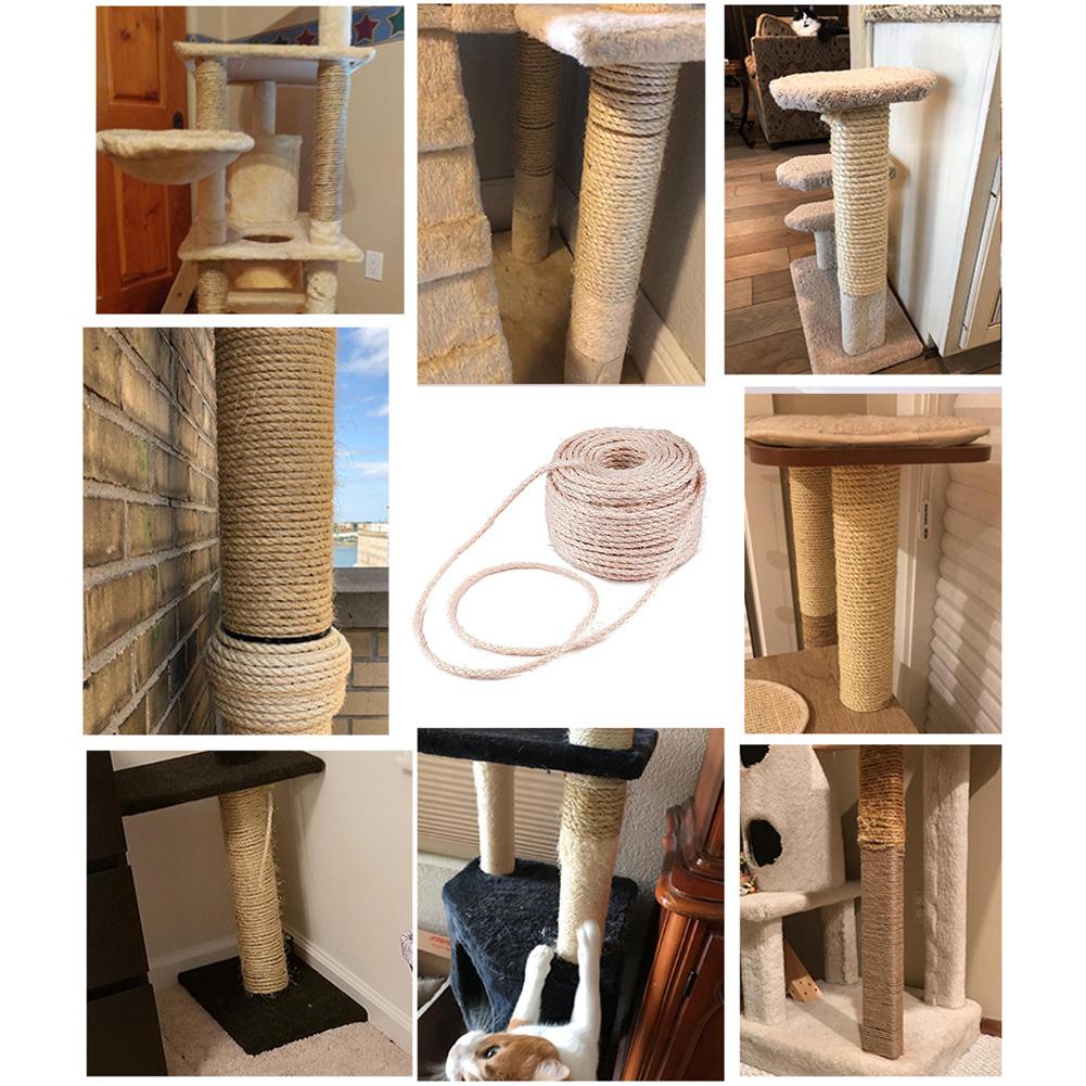 Kæledyrsartikler sisal reb til kat kradse post kat træ naturlig sisal reb 6mm tilbehør kat toilet katte produkter til kæledyr
