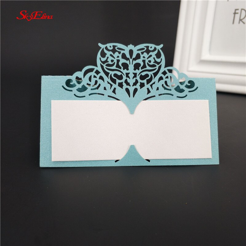 50pcs Party Table Name Guest Place Cards Favor Decoration Wedding Card birthday party Supplies Seating Decoration 5zSH871-50: sky blue