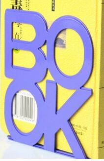 BOOK Alphabet Shaped Metal Book End , Home & Office Bookshelf Bookends as Book Organizer , Desktop Metal Book Stand: Purple