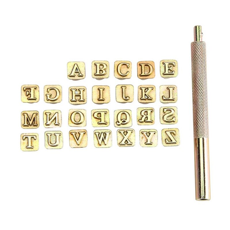 26 stk stål alfabet stempler punch sæt til læder håndværk stempler værktøjer 26 engelske bogstaver metal stempel sæt leathercraft: Default Title