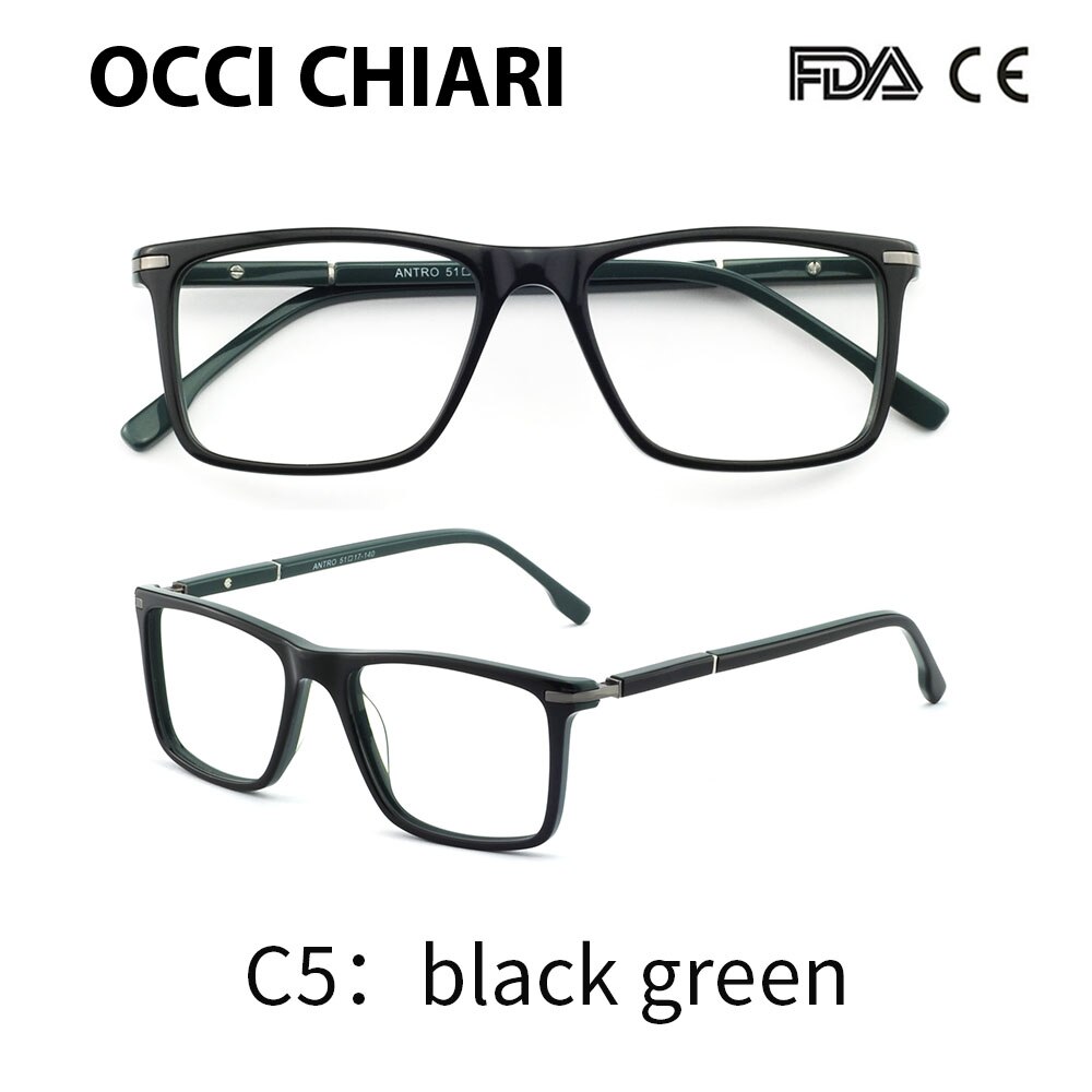 Occi Chiari Blauw Licht Brilmontuur Man Business Brillen Computer Gaming Bril Brillen Optische Recept Frame Ogen: C5 Black green