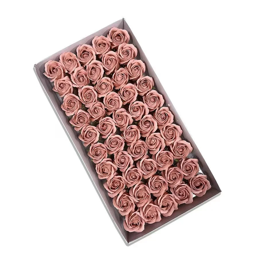 50 stks/partij Kunstbloem Rozen Hoofden Dia4.5cm Schoonheid Bruiloft Valentijnsdag Cadeau Rozen Boeket Thuis Party Decoratie Bloemen: Beige