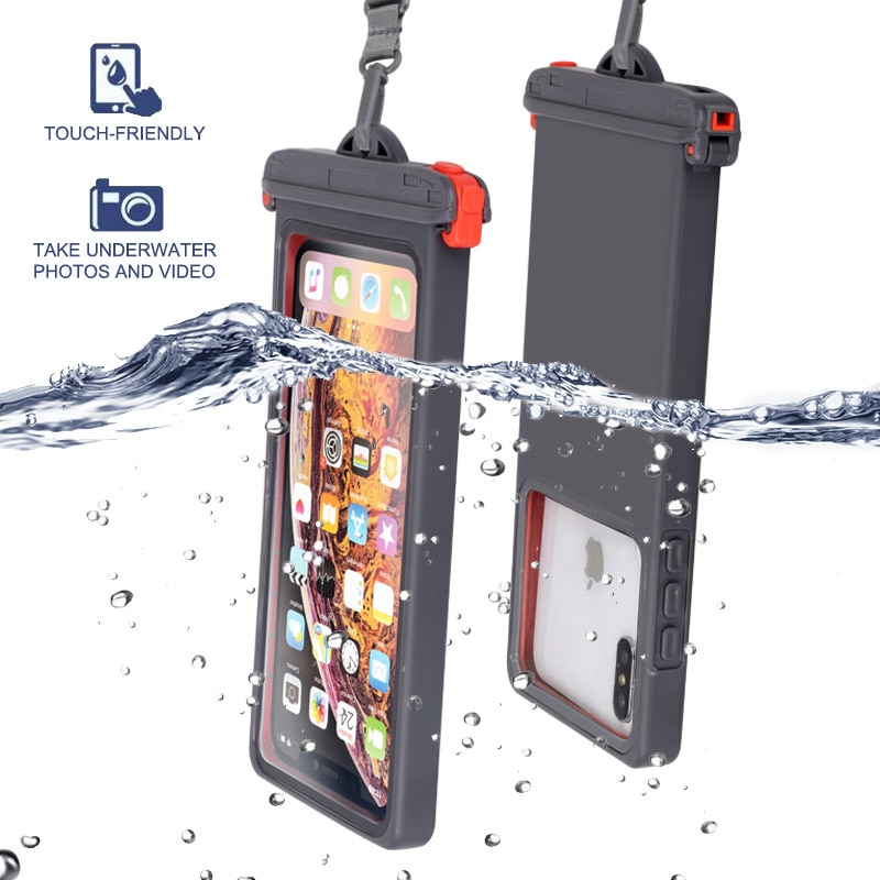 Anti-Vallen Waterdichte Telefoon Tas Zwemmen Duiken Telefoon Case Houder Onderwater Snowproof Touchscreen Telefoon Houder Hieronder 6.9Inch