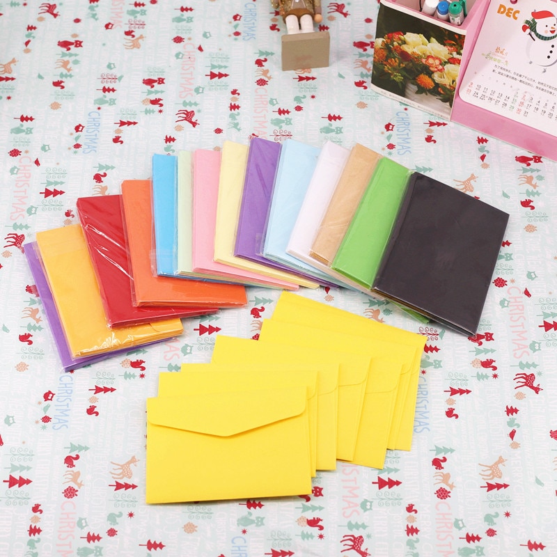 Coloffice 10 pièces/ensemble bonbons couleur jolie enveloppe banque carte de membre sac de rangement blanc petit enveloppe école fournitures de bureau