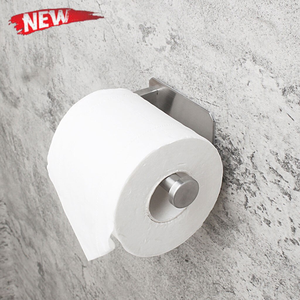 Rvs Muur Toiletpapier Rolhouder Zwart Zilver Zelfklevende Toiletrolhouder Voor Badkamer Stok Muur Handdoekenrek