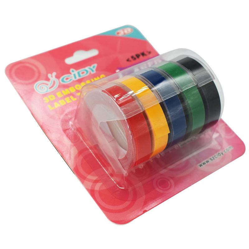 ! 5pcs/set Multicolor Dymo 3D 6/9/12mm Embossing Label Tape Compatible Dymo 1610/12965/1540/1880 For Motex E101 Label Makers