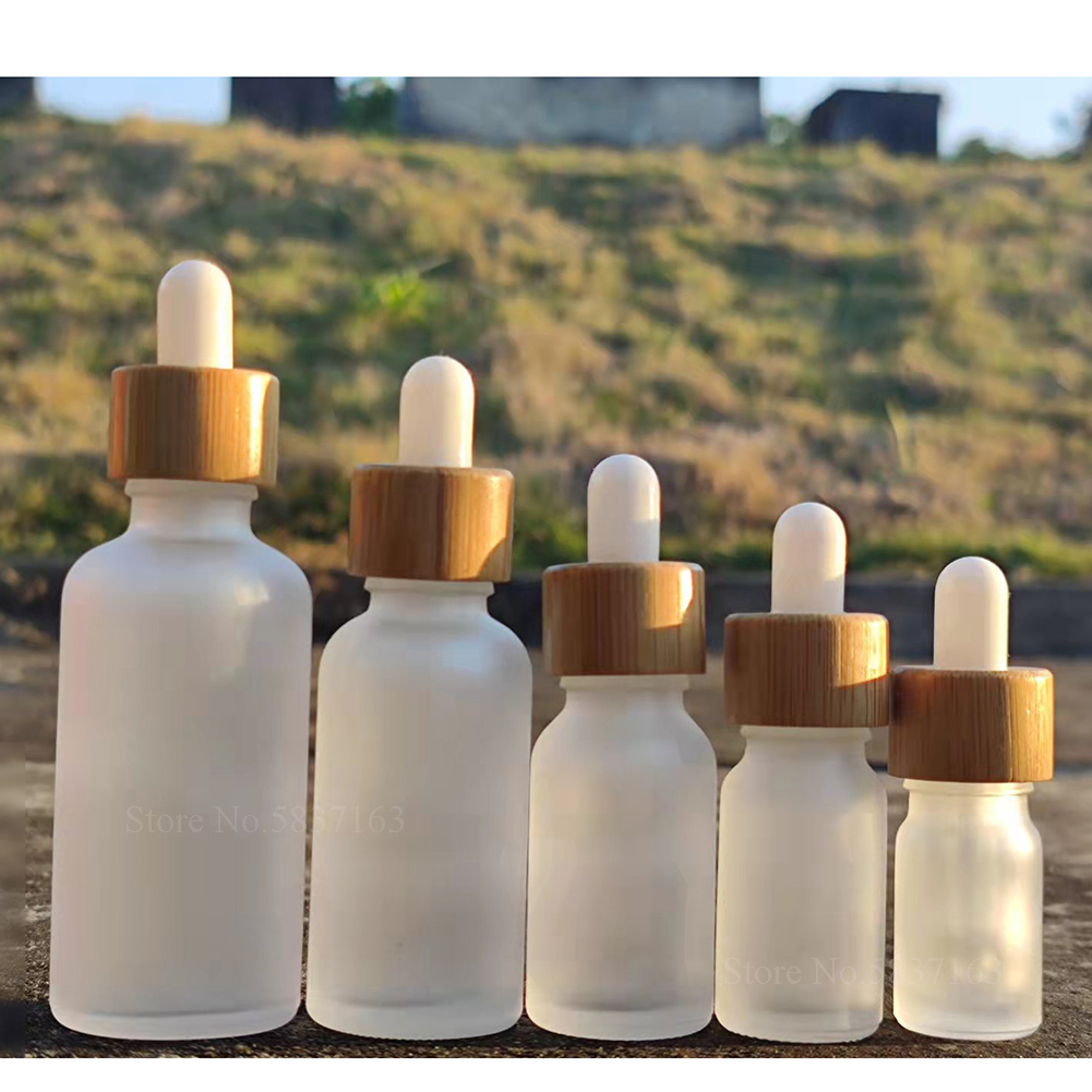 10 Pack 10ml Frosted Dropper Bottle With Glass Pipette Dropper Samll Dropper Bottle With Bamboo Lid for Essential Oils: Plastic / 40ml