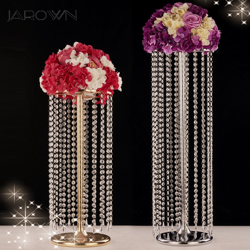 Jarown bryllup pariserhjul krystall akryl perler t scene vei bly bryllup hovedbord midtpunkt blomsterstativ hjem dekorativ