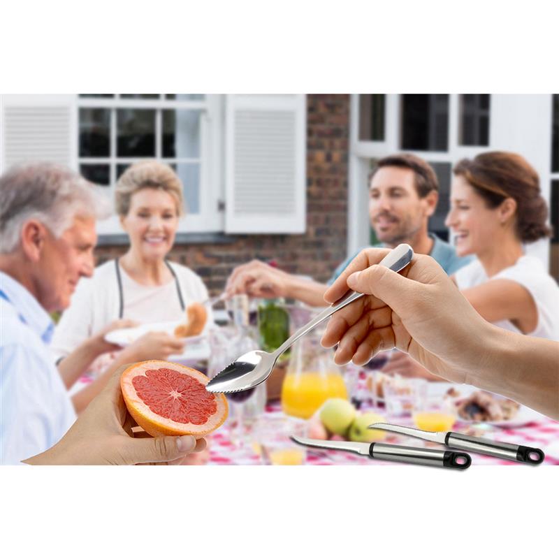 Cuchara de acero inoxidable para fruta, utensilio de cocina para servir fruta, pomelo, con 2 peladores de pomelo, 4 unidades